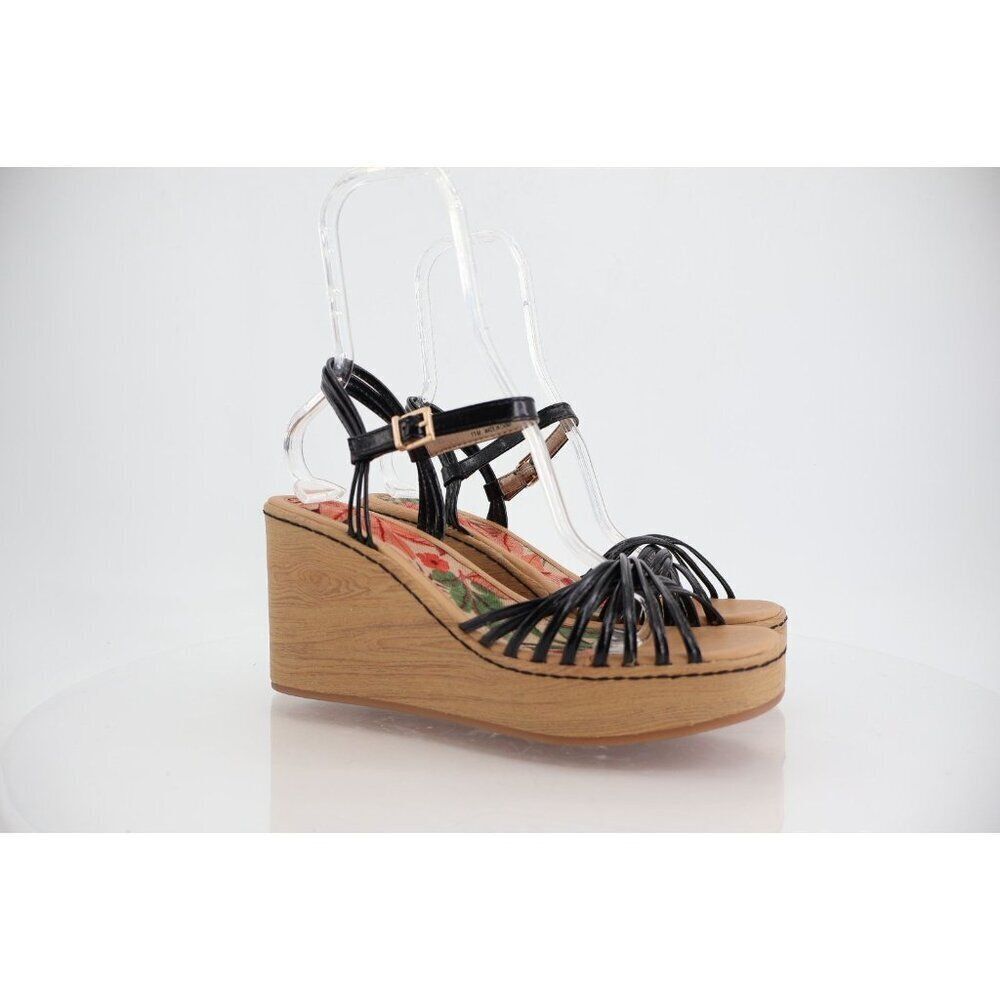 Born BOC Catalina Sandal Wedge Size 11 Vegan Strappy Black Slingback Summer